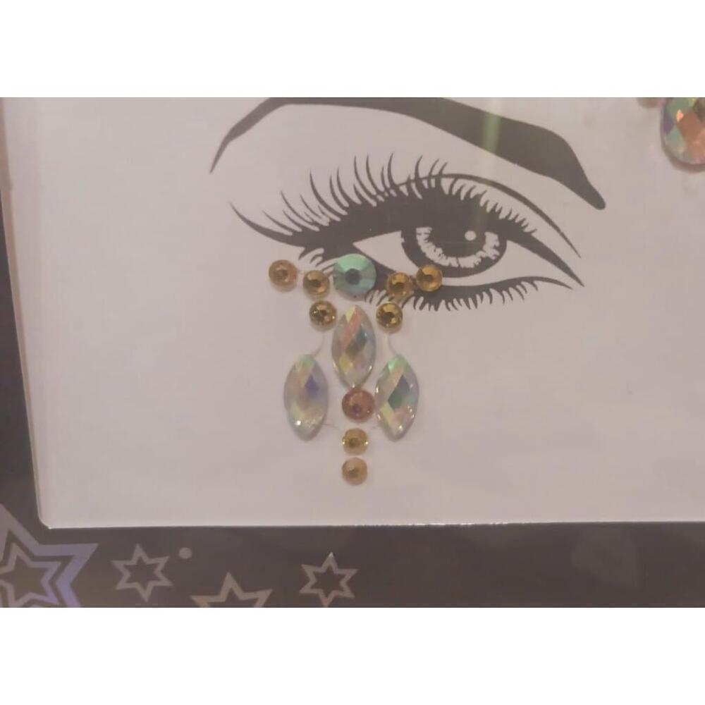 Party Joy Gold And Iridescent Face Jewels - Picture 4 of 6